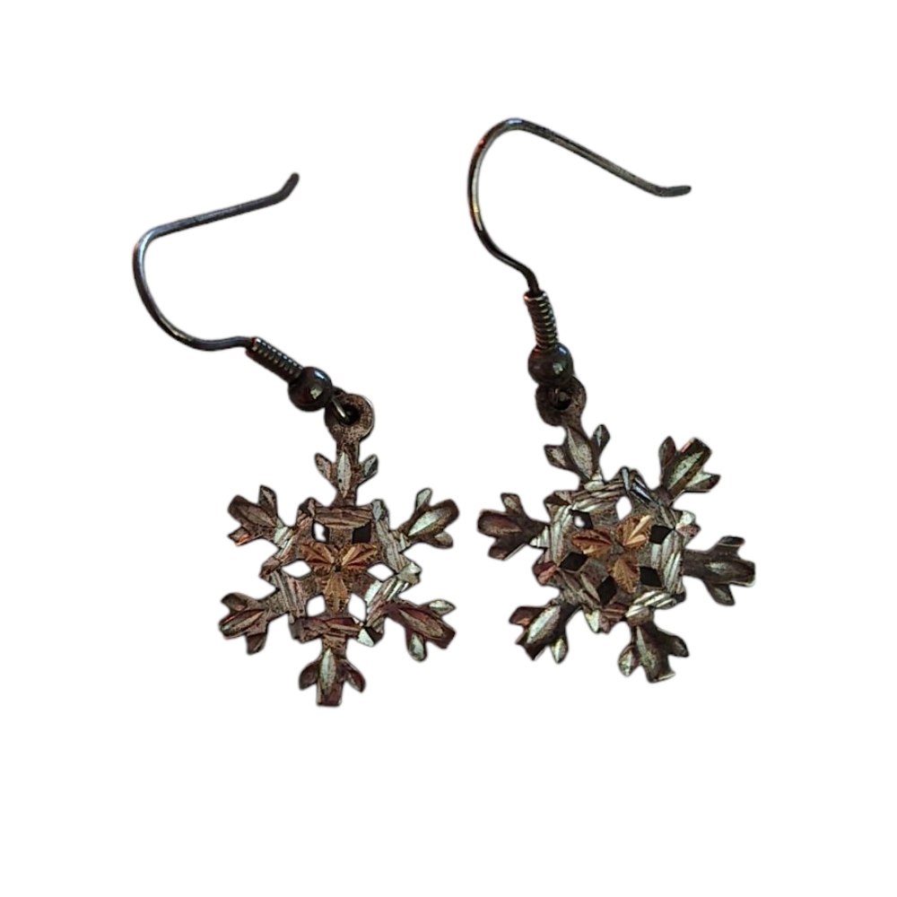 Elegant Black Hills Gold Snowflake Earrings